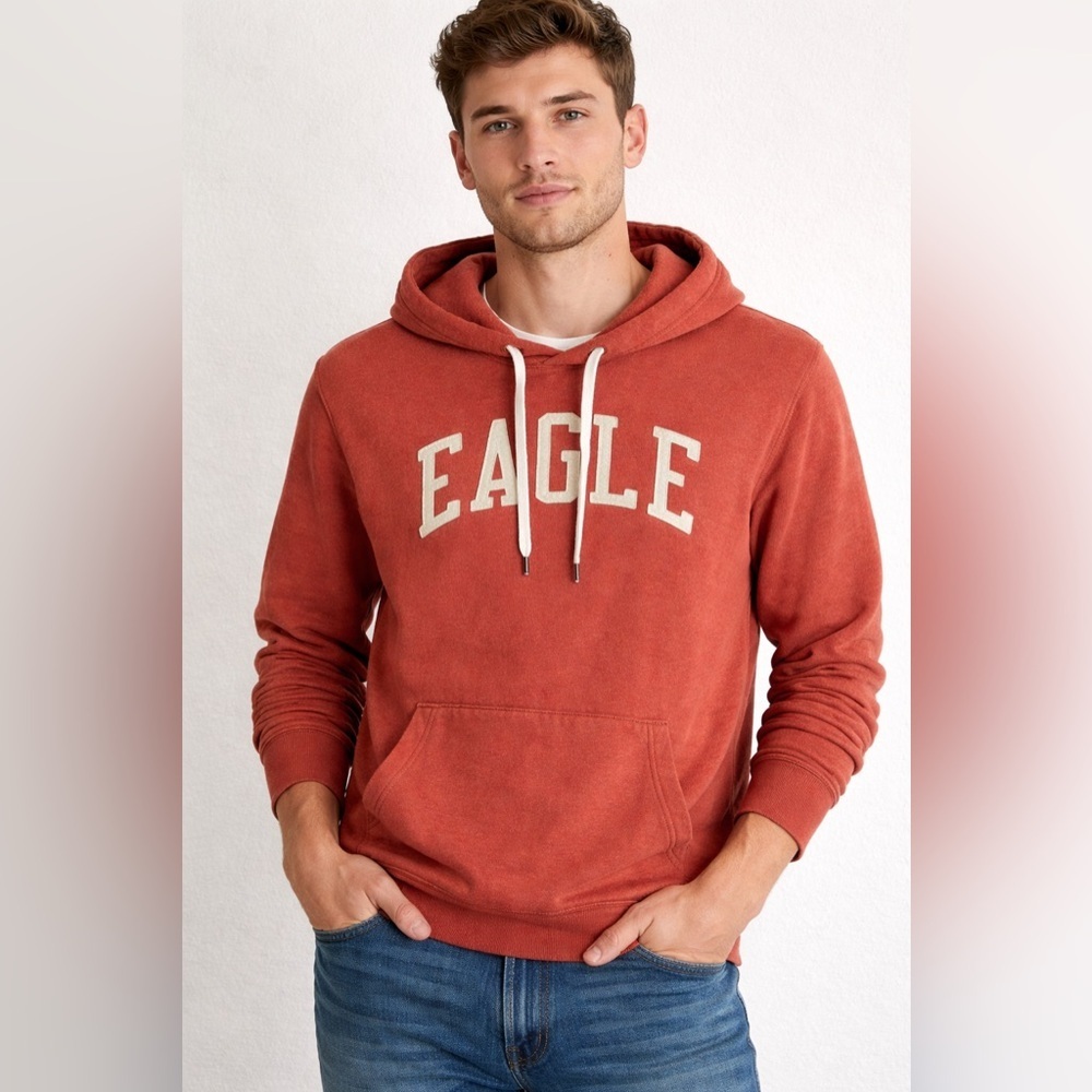 Y2K American Eagle Outfitters Rust Red/Orange Hoodie Sweatshirt